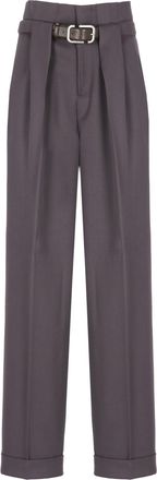 The Attico Straight-Leg Purple Trousers With Lapel Cuffs And Built-In Belt