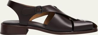 Hereu Raima Leather Block-Heel Fisherman Sandals