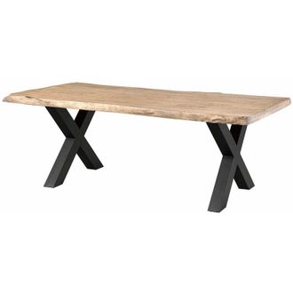 Massivmoebel24 FREEFORM 5 tavolo da pranzo in legno di mango - verniciato beige / gambe in ferro X antracite matt 240x100