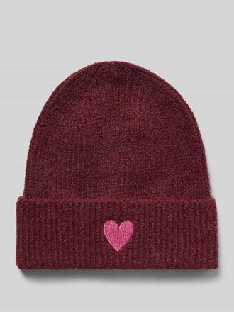 Pieces Beanie mit Stickerei Modell MALIKA in Bordeaux Melange, Gr&ouml;&szlig;e 1