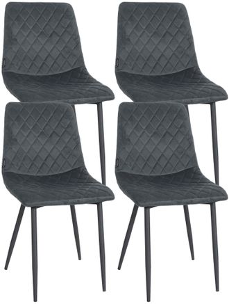 Clp Clp - Set De 4 Sillas De Comedor Telde En Terciopelo Gris Oscuro