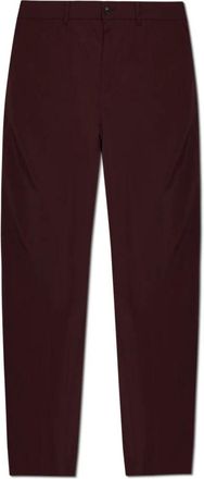 Emporio Armani Loose-Fit Pleated Broeken - Heren - Wijde Broeken - Rood - 2XL - Polyester - Broeken