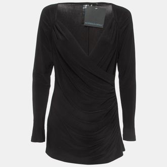Norma Kamali Black Draped Jersey Long Sleeve Top
