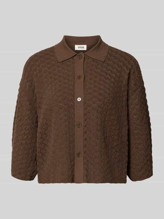 Drykorn Strickshirt mit 3/4-Arm und Knopfleiste Modell LOYSIA in Taupe, Gr&ouml;&szlig;e XL