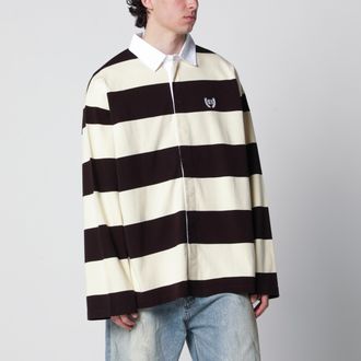 Balenciaga Striped jersey polo shirt in cotton, brown