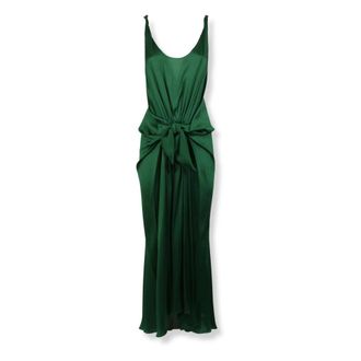 J.W.Anderson Maxi Dresses, female, Green, Size: S Sleeveless Waist Knot Silk Maxi Dress