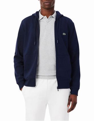 Lacoste Mens Lacoste Mens Fleece Hoodie Zip Up Organic Cotton Classic Fit Sportswear Hoody - Navy - Size: 36