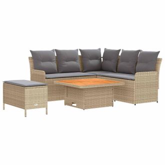 vidaXL Juegos De Muebles 5 Uds. Beige Y Gris Claro Rat&aacute;n Sint&eacute;tico Vidaxl