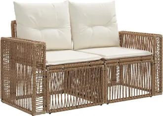 vidaXL Sof&aacute; De Jard&iacute;n 2-n&uacute;mero De Plazas Beige Rat&aacute;n Sint&eacute;tico Vidaxl