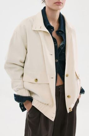 Mango Oversize Jacket in Ecru at Nordstrom, Size Medium