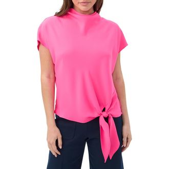 Trina Turk High Neck Tie Hem Bisque Top in Love All Pink at Nordstrom, Size X-Small