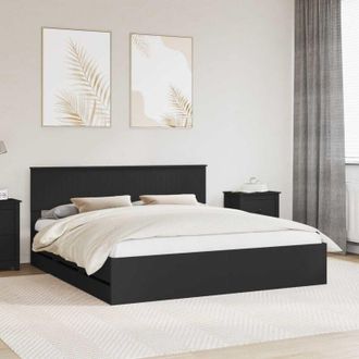vidaXL Estructura De Cama Negro 180 X 200 Cm Madera Ingenieril Vidaxl