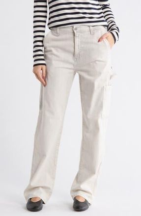 AG - Adriano Goldschmied Stripe High Waist Relaxed Straight Leg Carpenter Pants in Navigator at Nordstrom Rack, Size 30