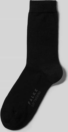 Falke Socken mit Label-Schriftzug Modell SOFTMERINO in Black, Größe 35/36
