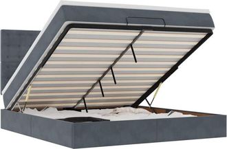 vidaXL Vidaxl - Estructura Cama Otomana Colchones Terciopelo Gris Oscuro