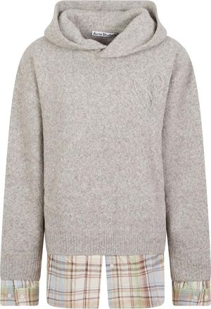 Acne Studios Layered Knit Hoodie - Dames - Sweatshirts & Hoodies - Grijs - Maat: XS Katoen