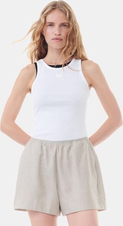 Ganni White Soft Cotton Rib Tank Top - Size XXS Organic