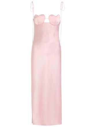 ANNA OCTOBER Amur Heart Satin Midi Dress - Pink - S (UK8-10 / S)