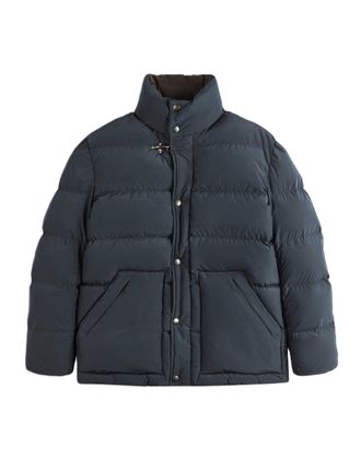 Fay Black Quilted High Collar Snap Button Padded Jacket