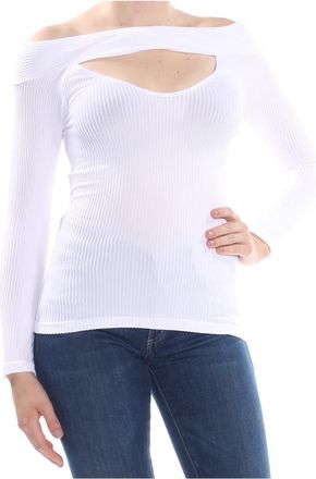Free People Womens Cut Out Off The Shoulder Fitted Top In White