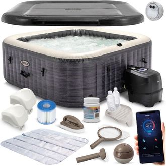 OEM Spa Hinchable Con Hidromasaje Para 4 Personas Intex 28450 + Generador De Cloro