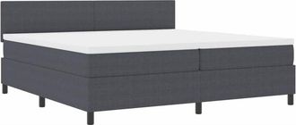 vidaXL Box Spring Bed Dark Grey and White 200 x 200 cm Corduroy Fabric vidaXL