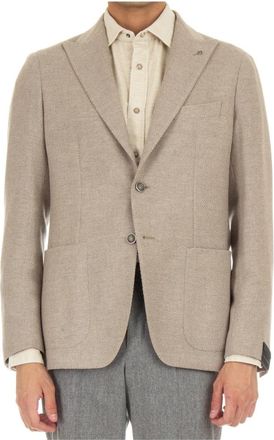 Tagliatore Wollen Diagonaal Jas - Heren - Blazers - Grijs - M - Wol - Jassen