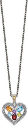 Diamond2Deal Sterling Silver Rhodium-plated with 14k Accent Gemstone Pendant Necklace