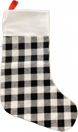 Primitives By Kathy Checkered Stocking Decor In Black And White