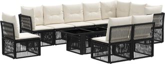 vidaXL Conjunto De Sof&aacute;s De Jard&iacute;n 11 Uds. Negro Rat&aacute;n Sint&eacute;tico Vidaxl