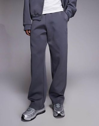 Liquor & Poker Joggers dritti in tessuto scuba color antracite in coordinato-Grigio