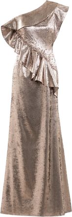 Saiid Kobeisy Embellished One-Shoulder Lam&eacute; Dress