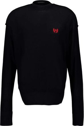 Balenciaga Zwarte Oversized Trui met Distressed Effect - Heren - Ronde hals truien - Zwart - S - Katoen - Truien & Vesten