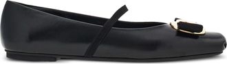 Ferragamo Black Zina Sophisticated Nappa Leather Ballerinas