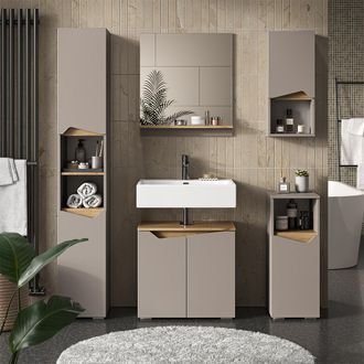 Vicco Conjunto De Muebles De Ba&ntilde;o Marelle, Gris, 5 Partes