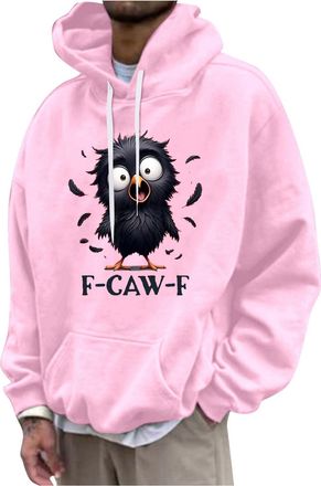 Generic Oversize Hoodie Mens Fleece Warm Sweatshirt Mens Hooded Hoodie with F-Caw-F Print Loose Fleece Jumper Hoody Hooded Pullover Winter Tops Hoodie for Men