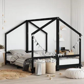 vidaXL Vidaxl - Estructura De Cama Para Ni&ntilde;os Madera Pino Negro 2x(80x200) Cm