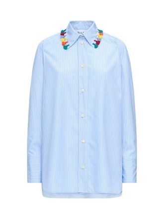 C&acirc;llas Milano LYN Tassel collar shirt MC in Blue at Nordstrom, Size 4L