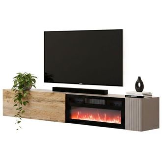Dmora Mobile Porta tv Sindia, Modulabile, un Ripiano, 2 Ante, 200x29.8x30.5h cm Beige
