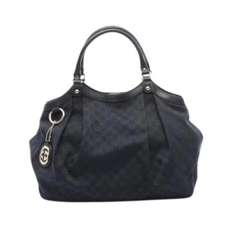 Gucci Pre-owned Handbags, female, Black, Size: ONE SIZE Pre-owned Vintage Canvas Shoulder Bag