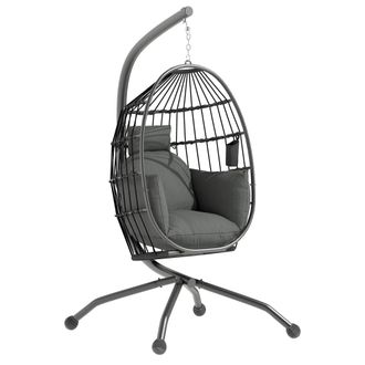 OUTSUNNY Silla colgante huevo 120x88x192 cm negro