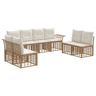 vidaXL Conjunto De Sof&aacute;s De Exterior 8 Pcs Natural Y Crema Poli&eacute;ster Vidaxl