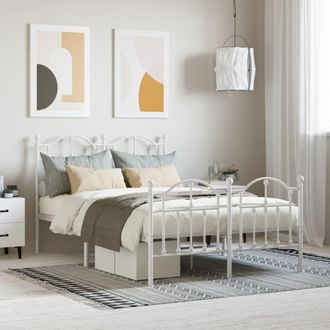 vidaXL Vidaxl - Estructura Cama Sin Colch&oacute;n Con Estribo Metal Blanco 120x200 Cm