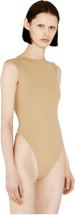 Entire studios Stretch Weave Mouwloze Bodysuit - Dames - Bodies - Beige - L - Nylon - Tops