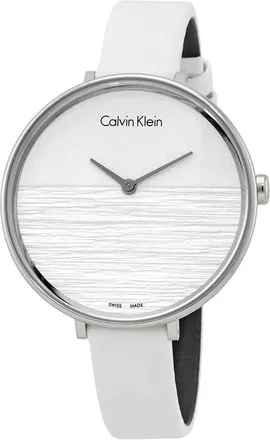 Calvin Klein Rise White Dial White Leather Ladies Watch K7A231L6