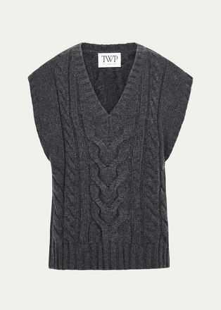 TWP Pops Cable-Knit Cashmere Vest