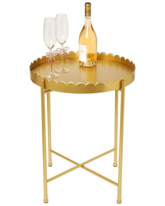 Two's Company Scalloped Edge Round Side/Accent Table