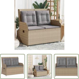 vidaXL vidaXL Panca da esterno - Panca Reclinabile da Giardino con Cuscini Beige in Polyrattan