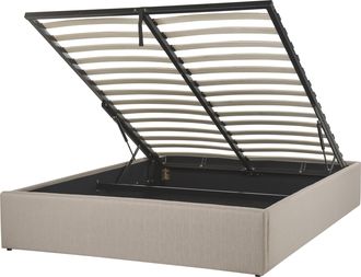 Beliani Cama Con Somier De Poli&eacute;ster Beige 140 X 200 Cm Sin Cabecero Almacenaje Dinan