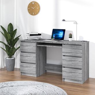 Berkfield Home Writing Desk Grey Sonoma 140x50x77 cm Engineered Wood | Size: 140 x 50 x 77 cm